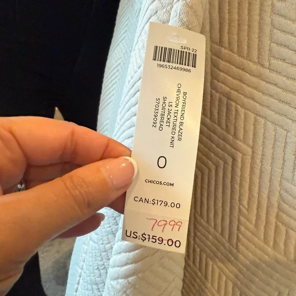 Chico's Cream Geometric Blazer - Picture 3 of 3